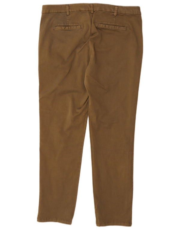 Benetton Pantalones Chinos Slim Para Mujer UK 44 Large W34 L28 Algodón Caqui
