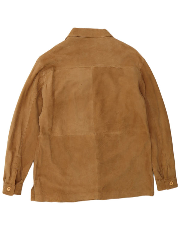 VINTAGE Chaqueta de ante holgada para mujer Reino Unido 18 XL Cuero marrón