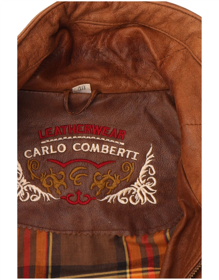 CARLO COMBERTI Chaqueta de cuero para hombre IT 48 Cuero marrón medio
