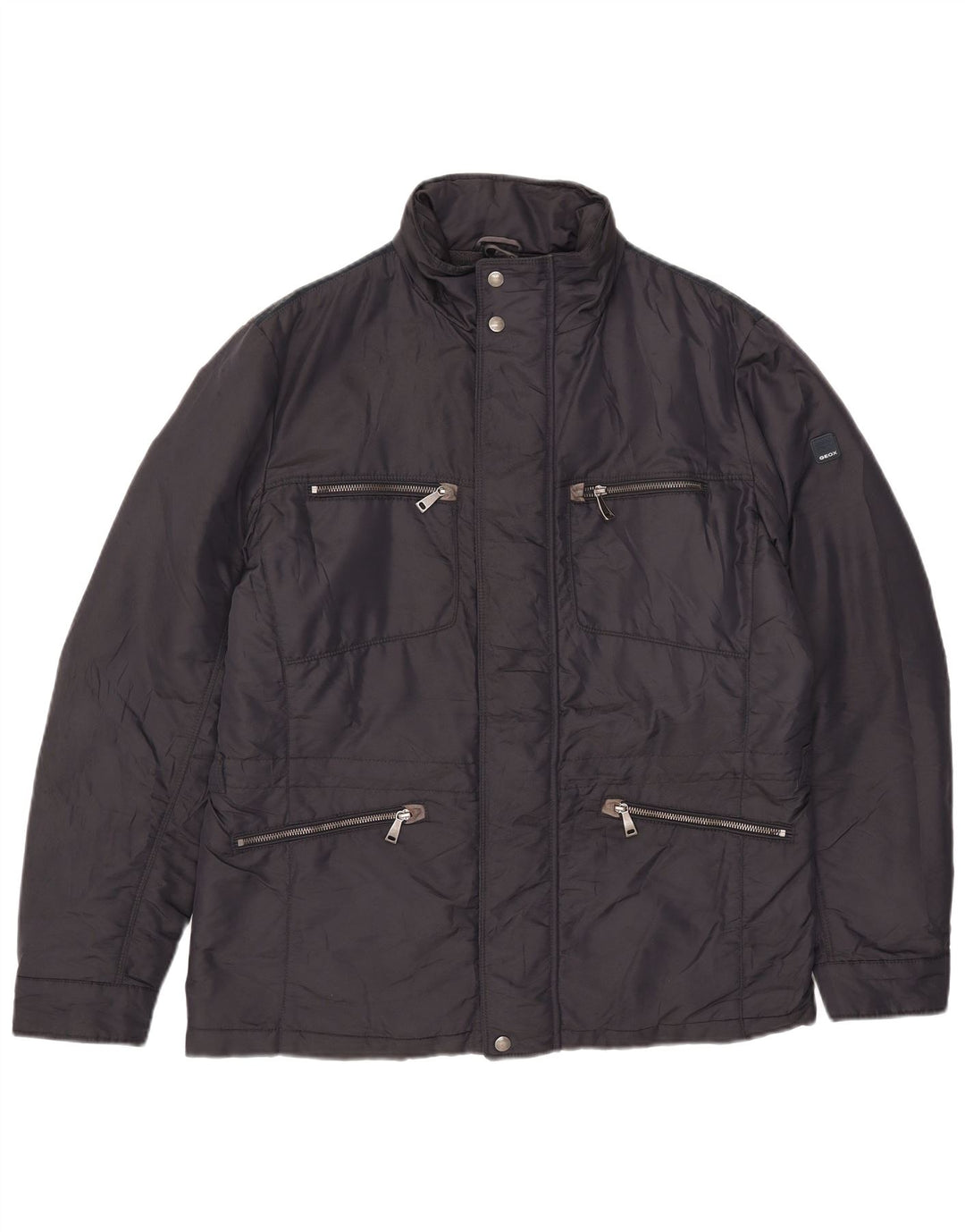 Geox - Chaqueta utilitaria con capucha para hombre, talla 40, talla grande, poliamida azul marino