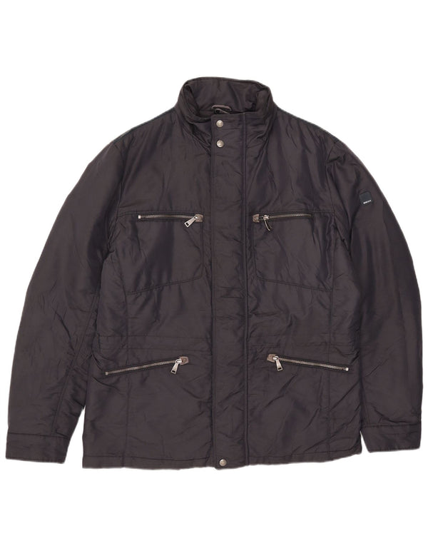 Geox - Chaqueta utilitaria con capucha para hombre, talla 40, talla grande, poliamida azul marino