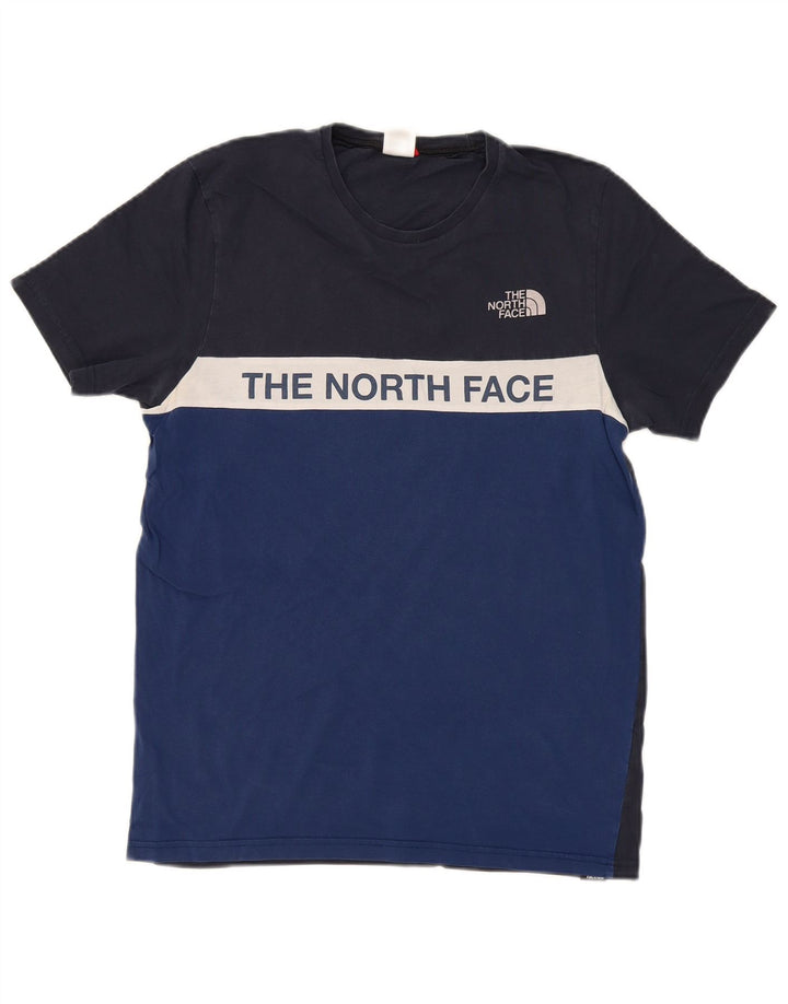 THE NORTH FACE Camiseta gráfica para hombre Top pequeño de algodón con bloques de color azul