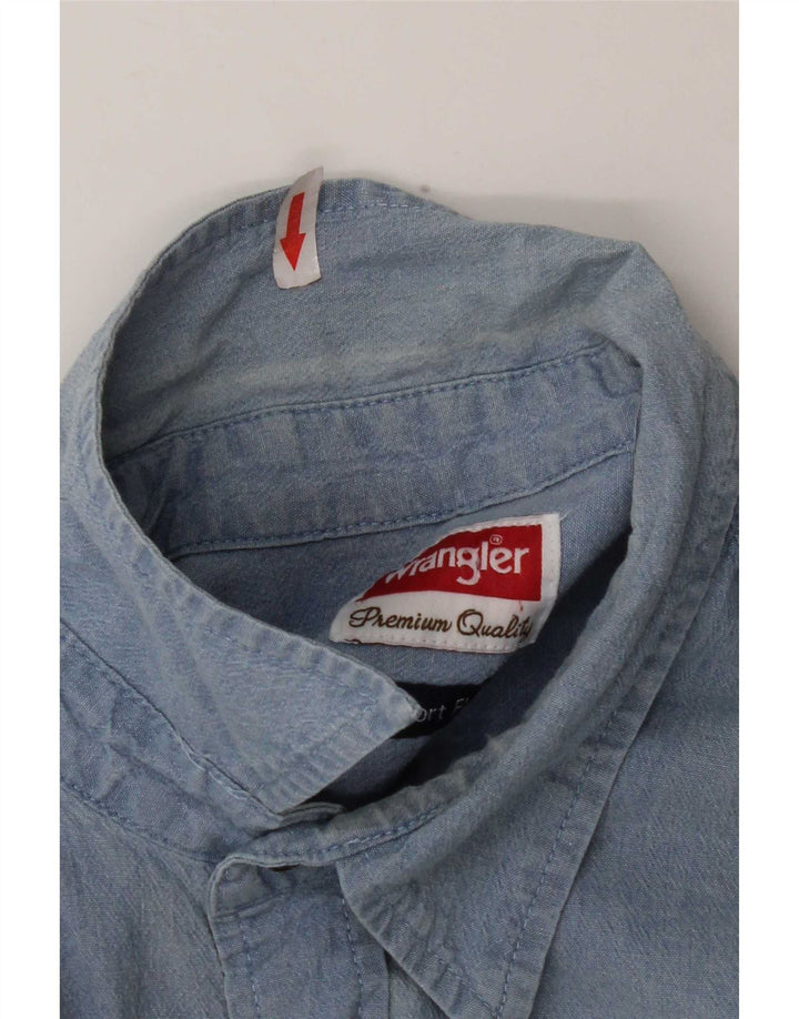 Wrangler Camisa Vaquera Para Hombre Algodón Azul Grande