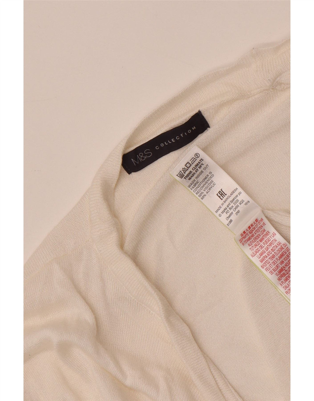 Marks & Spencer Suéter tipo cárdigan abierto para mujer UK 44 Viscosa blanca grande