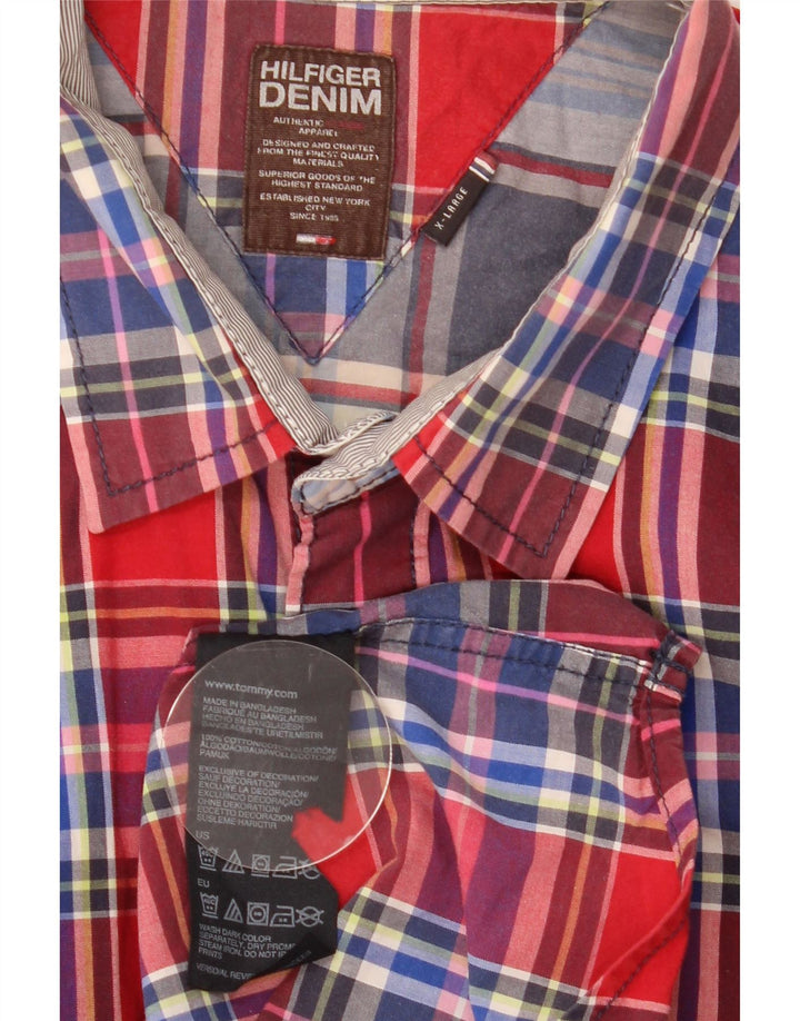 Camisa Tommy Hilfiger Hombre XL Algodón Cuadros Rojos