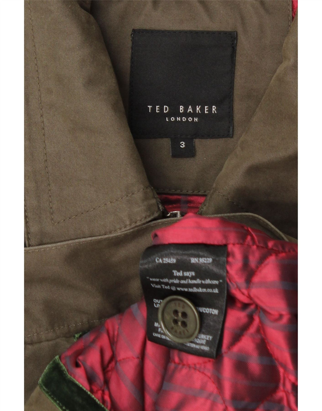 Ted Baker Chaqueta Bomber para Hombre Talla 3 Mediana Algodón Caqui
