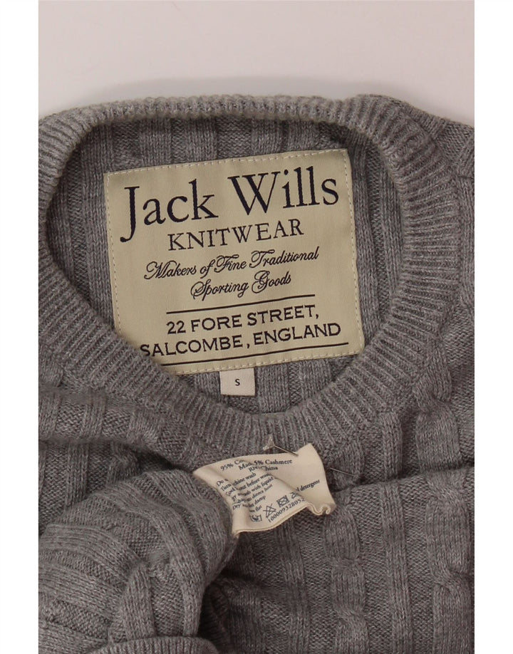 JACK WILLS Jersey de cuello redondo para hombre pequeño de algodón gris
