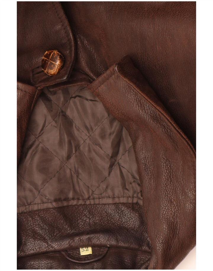 VINTAGE Chaqueta de cuero para hombre IT 52 XL Cuero marrón