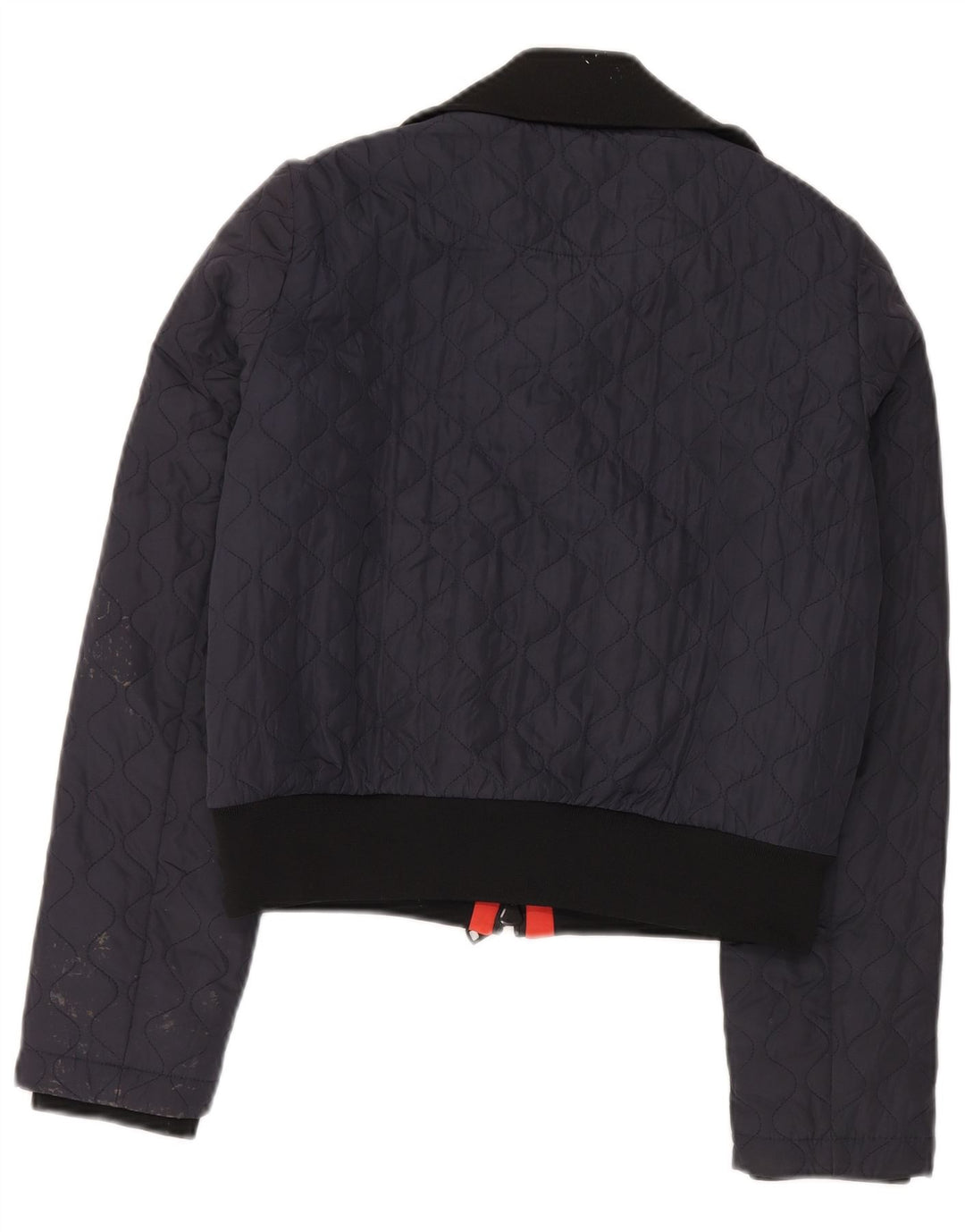 Zara Mujer Crop Chaqueta Acolchada UK 10 Small Azul Marino