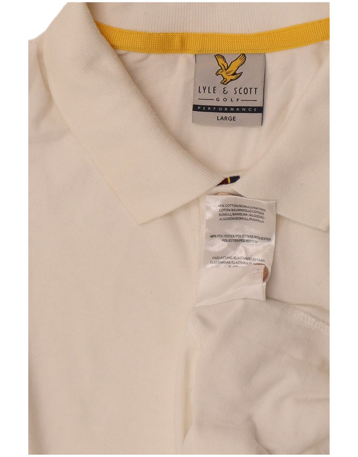 Lyle & Scott Polo gráfico para hombre de algodón blanco grande