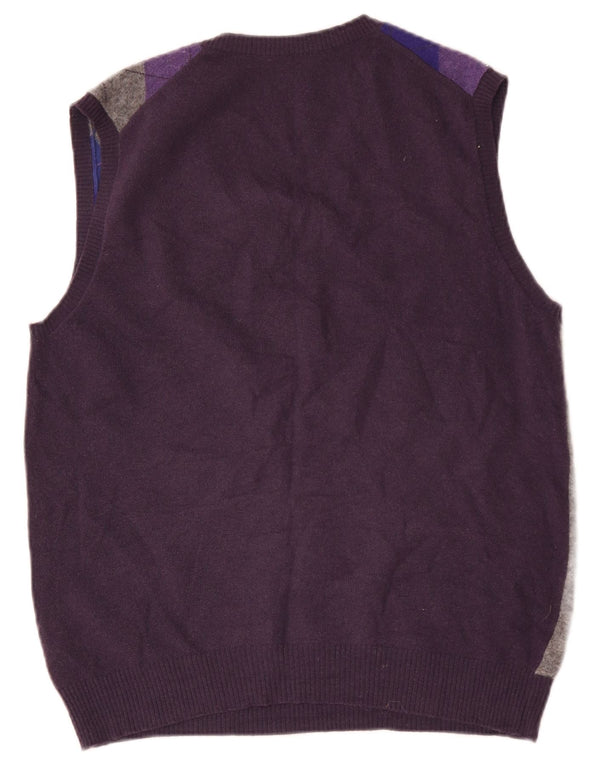 Benetton Camiseta sin mangas para hombre Medium Navy Blue Argyle/Diamond