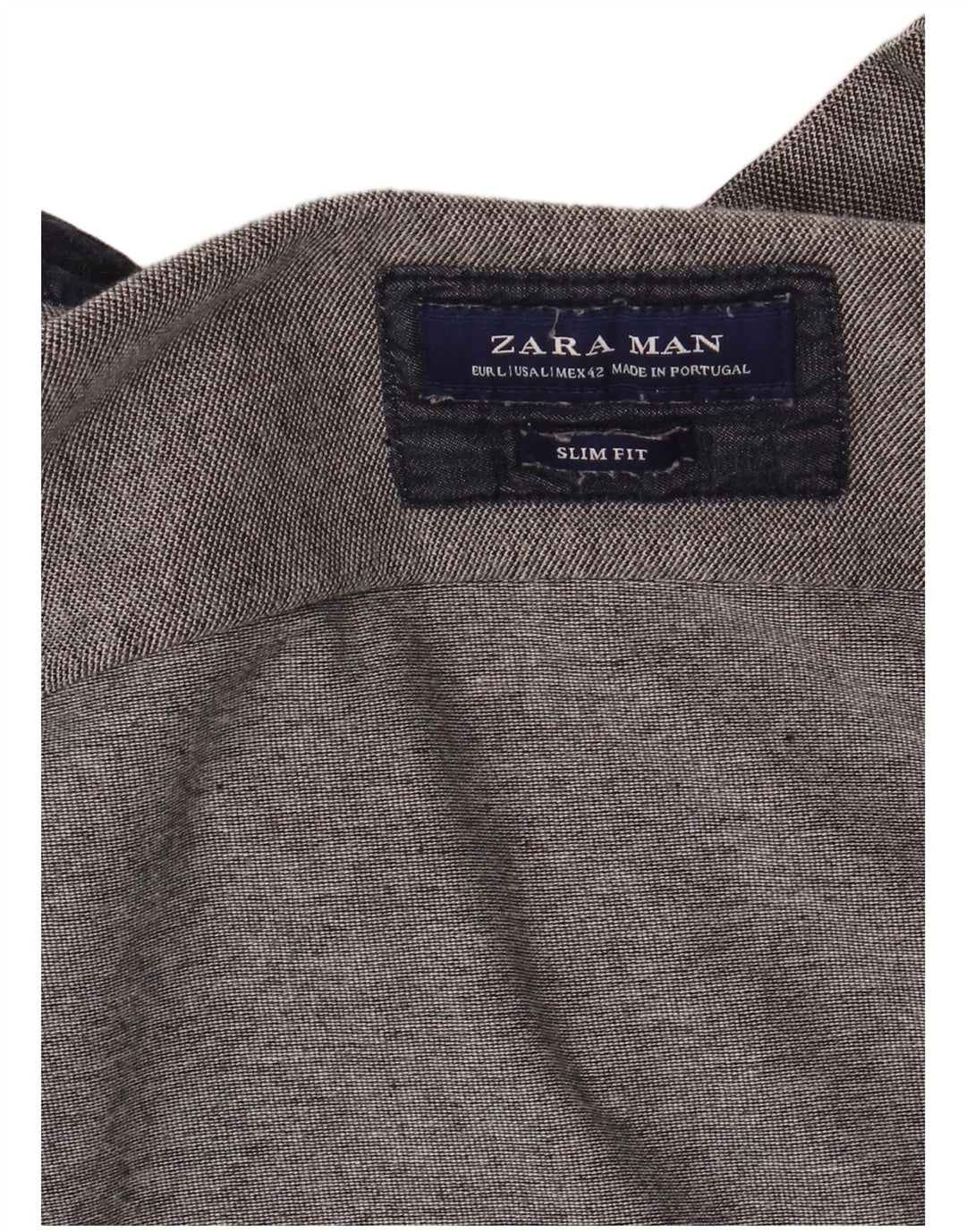 Zara Hombre Camisa Slim Fit De Manga Corta Grande Gris