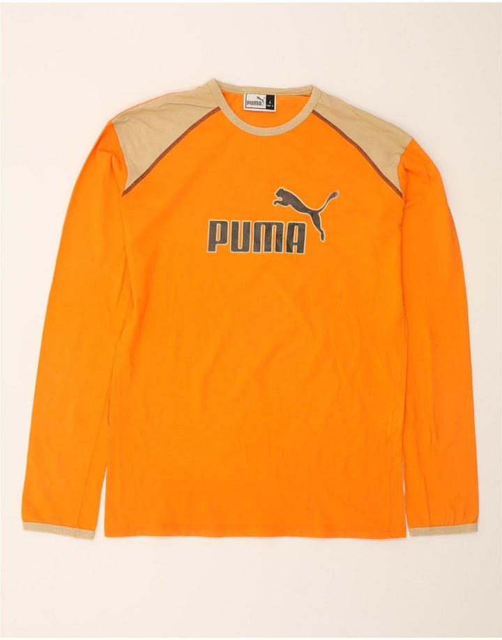 PUMA Camiseta gráfica de manga larga para hombre, tamaño grande, color naranja, algodón