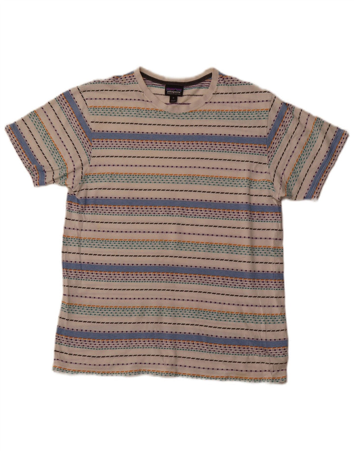Camiseta Patagonia Hombre Top Medium Off White Algodón A Rayas