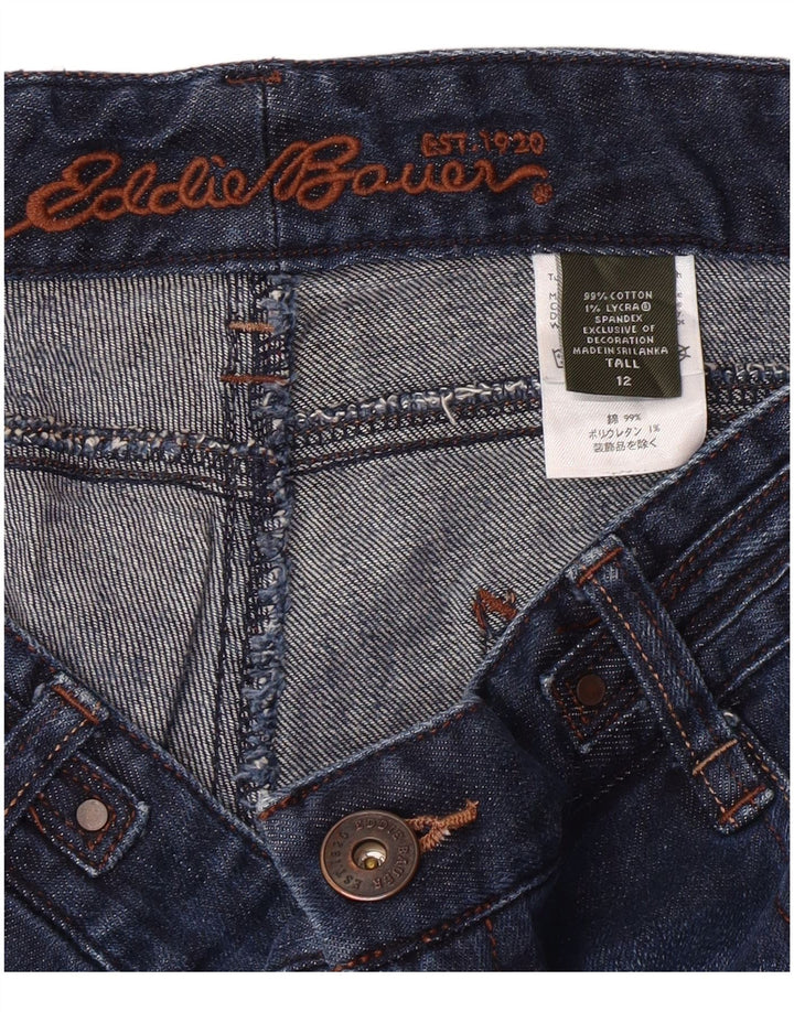 EDDIE BAUER Vaqueros Capri altos para mujer US 12 Grande W34 L23 Azul marino Algodón