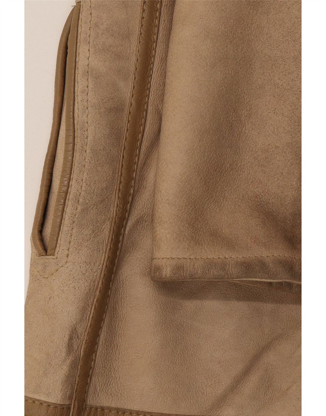 VINTAGE Mujer Shearling Abrigo Reino Unido 10 Pequeño Beige