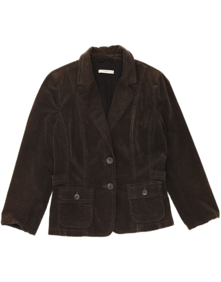Marella Chaqueta Blazer de Terciopelo con 2 Botones para Mujer UK 10 Small Gris Algodón