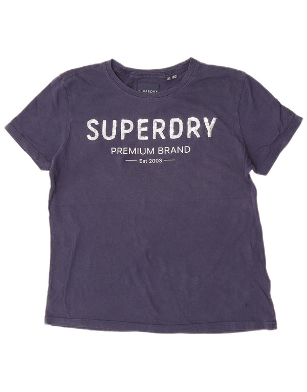 Superdry Camiseta Gráfica para Mujer Top UK 40 Medium Azul Marino Algodón