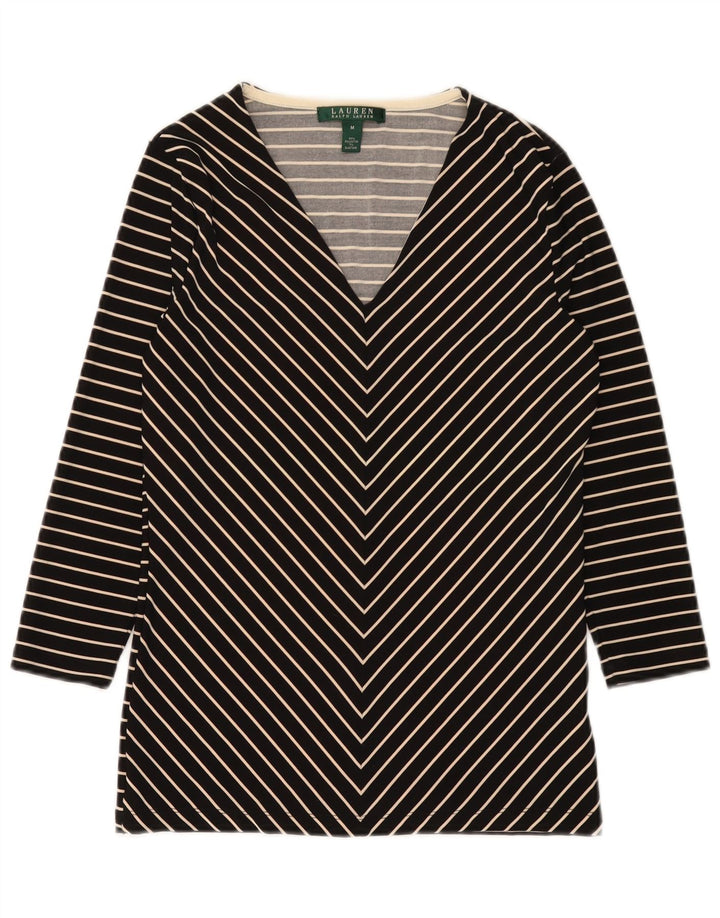 Ralph Lauren Top tipo túnica de manga 3/4 para mujer UK 12 Medium Black Chevron