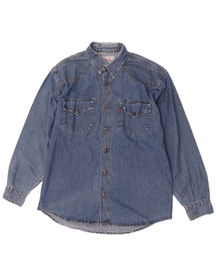 Perry's Camisa vaquera para hombre, talla grande, azul