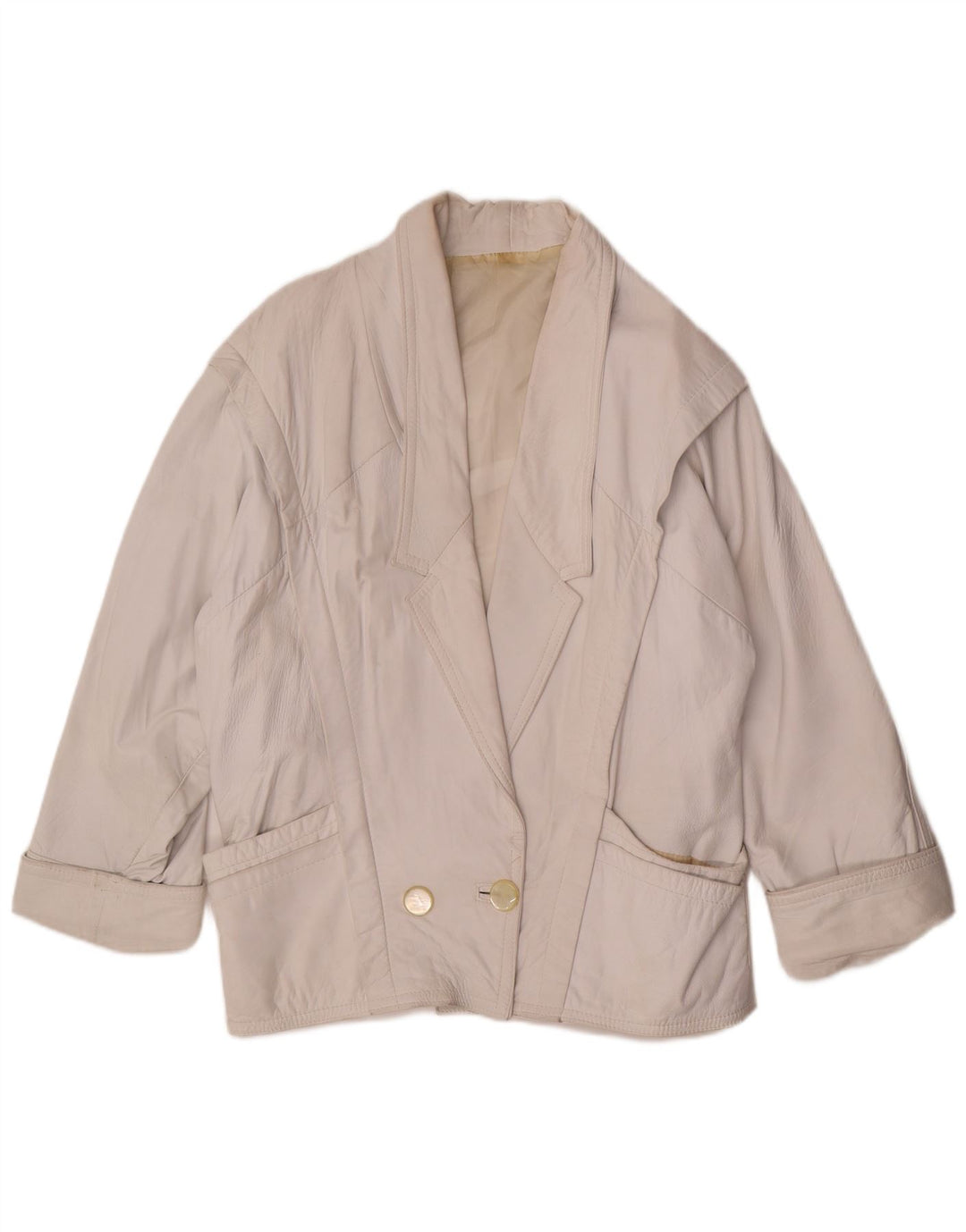 Vintage mujeres de gran tamaño chaqueta blazer de doble pecho Reino Unido 14 blanco medio