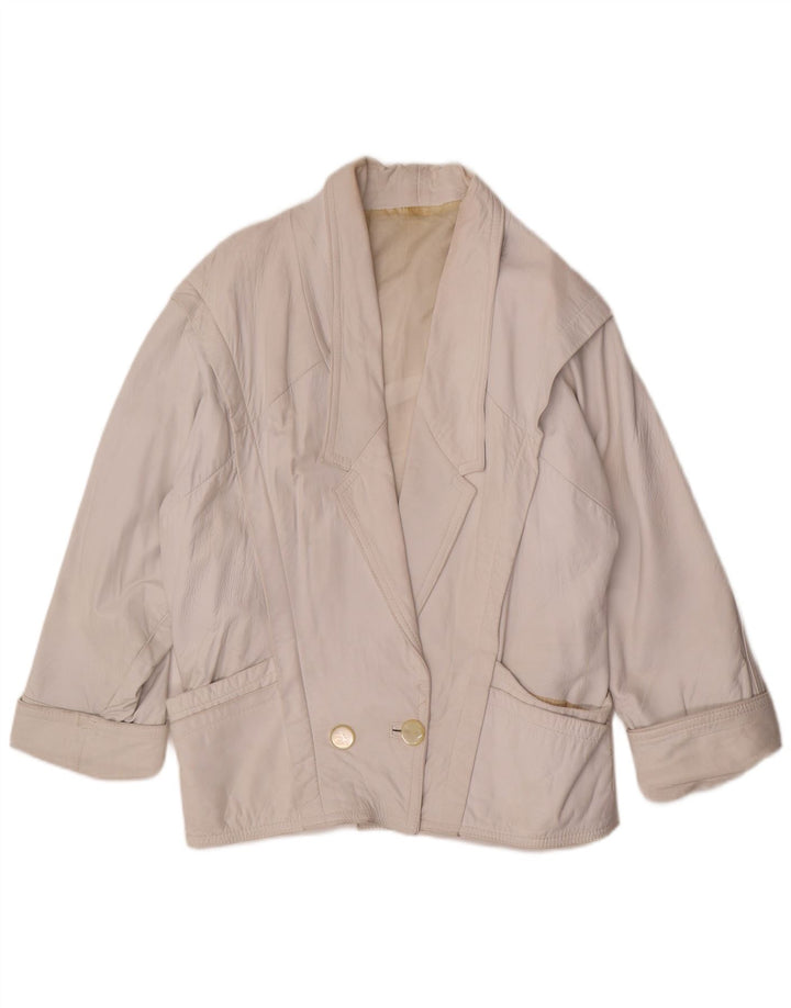 Vintage mujeres de gran tamaño chaqueta blazer de doble pecho Reino Unido 14 blanco medio