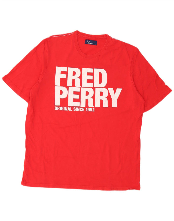 Fred Perry Camiseta Gráfica Para Hombre Top Grande De Algodón Rojo