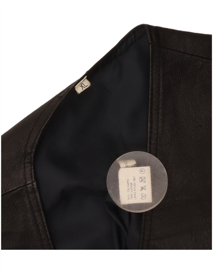 Chaleco de cuero vintage para hombre XL cuero negro