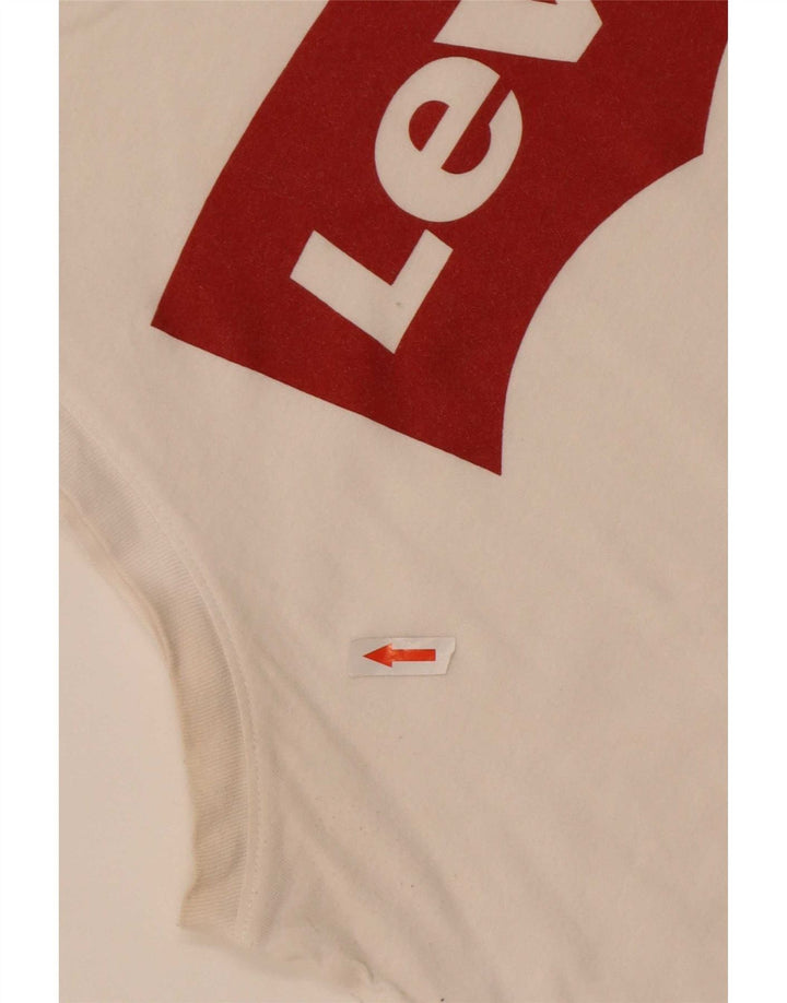 Levi's Top sin mangas gráfico para mujer UK 40 Medium Off White
