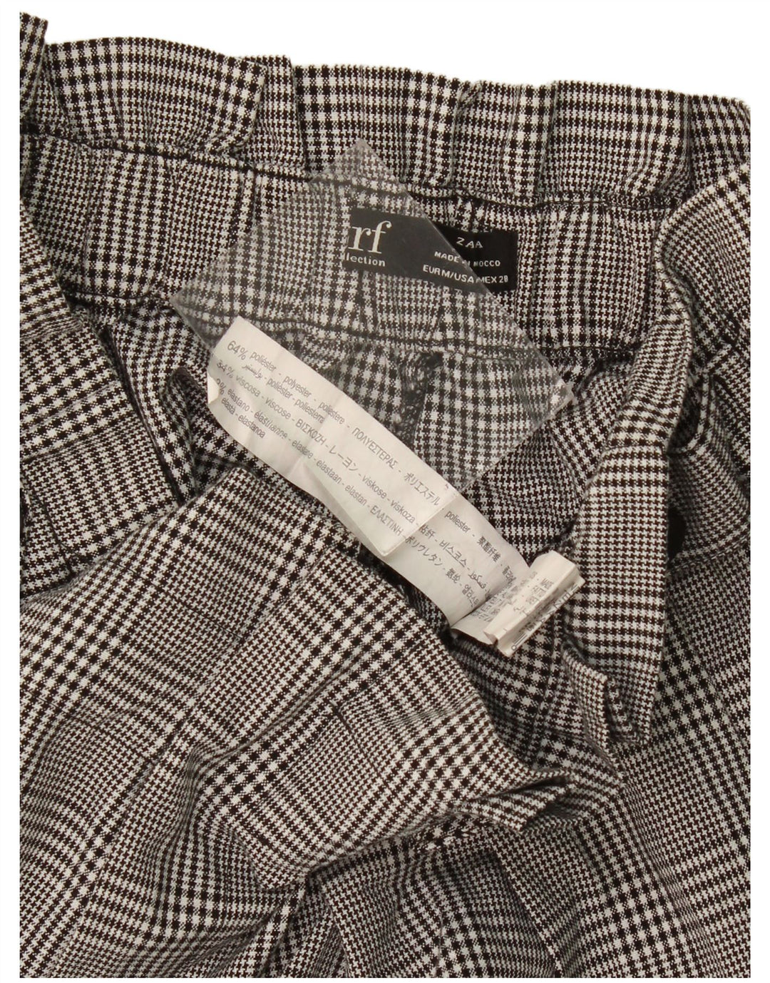 Zara Mujer Pantalones Cortos Casuales De Cintura Alta Mediano W28 Poliéster A Cuadros Negro
