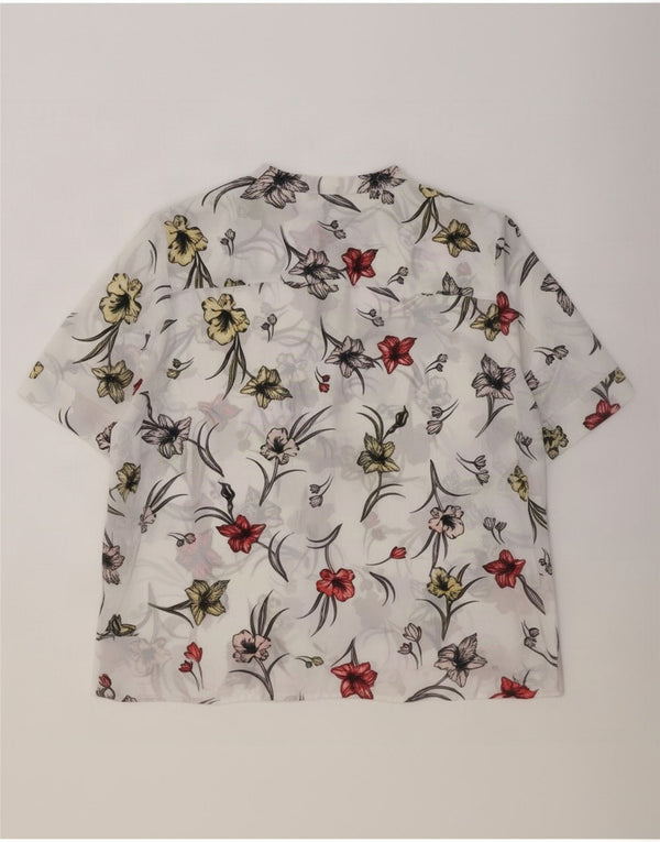 Marks & Spencer Blusa de manga corta para mujer UK 40 XL Blanco Floral