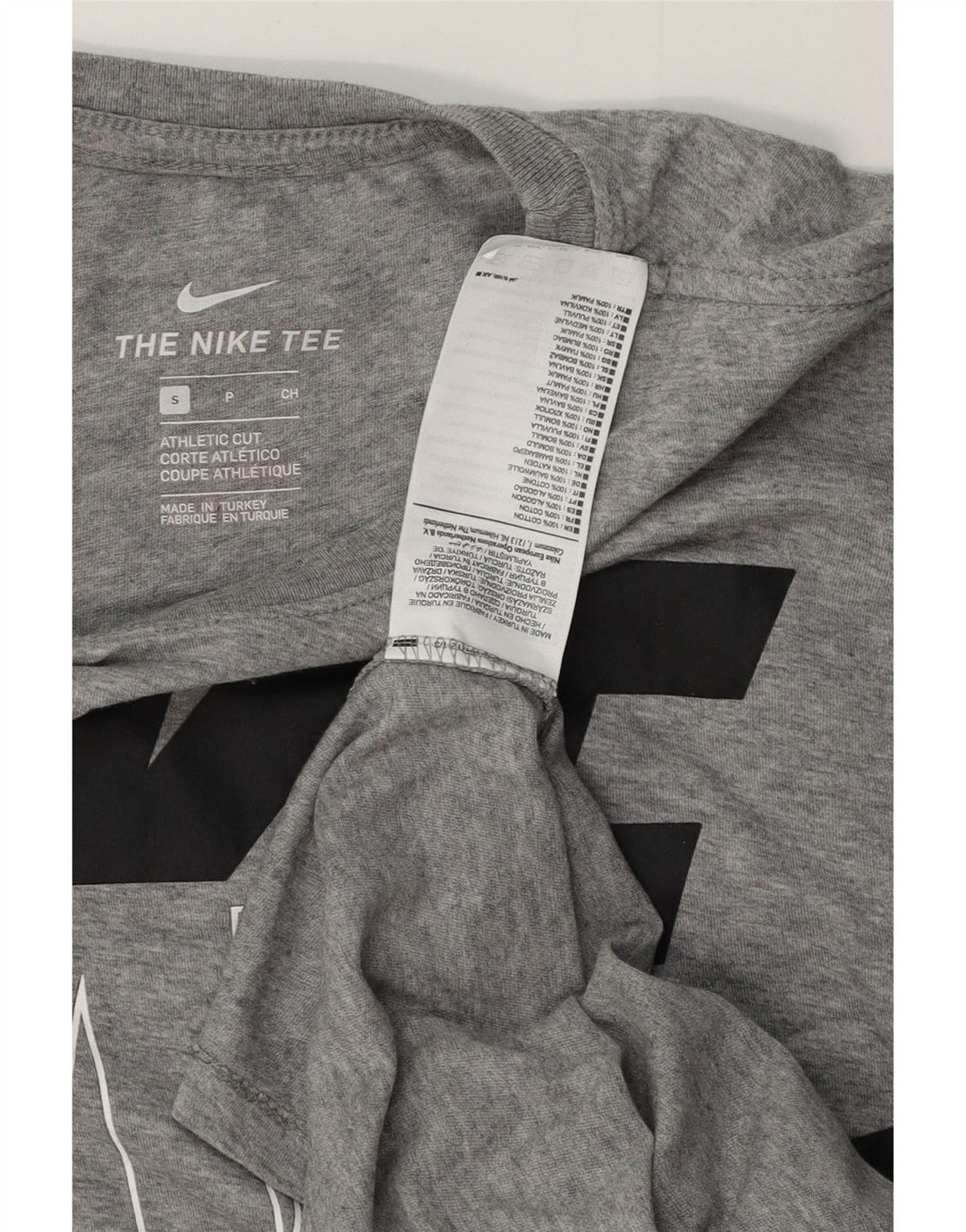 NIKE Camiseta gráfica de ajuste atlético para hombre, talla pequeña, algodón gris