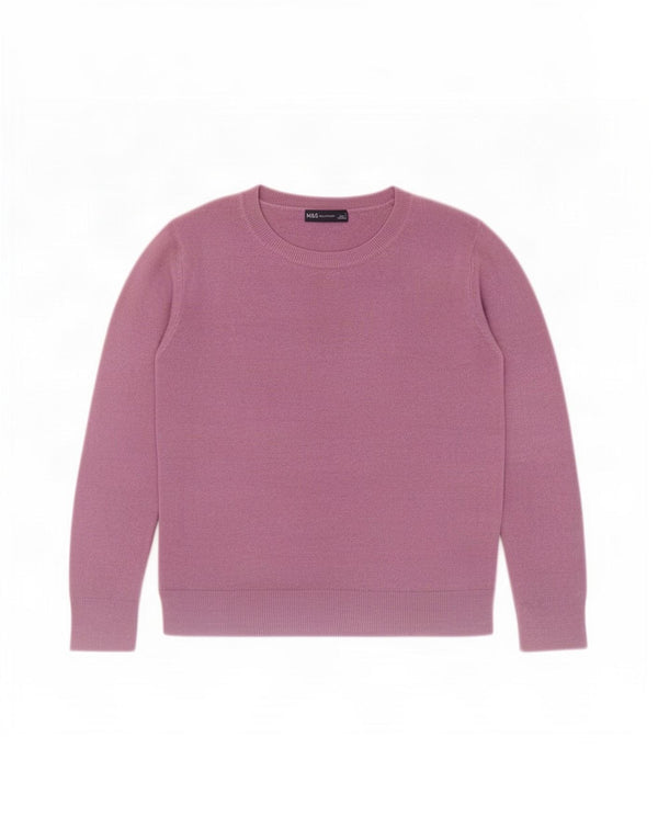 Marks & Spencer Suéter con Cuello Barco para Mujer UK 10 Small Púrpura Acrílico