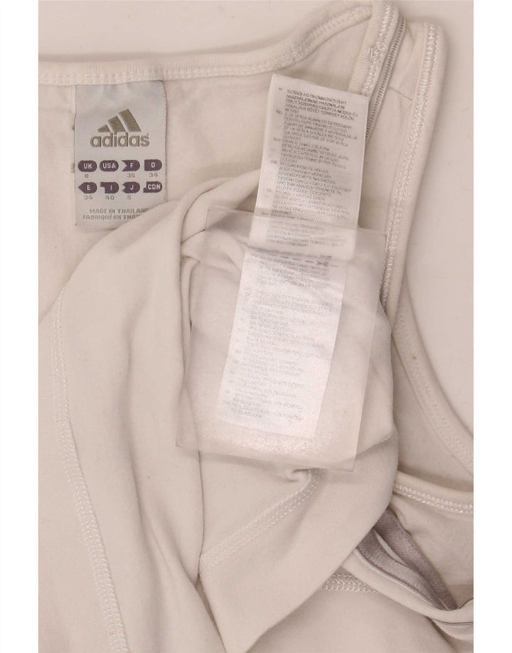 Adidas Mujer Chaleco Top UK 8 Pequeño Algodón Blanco