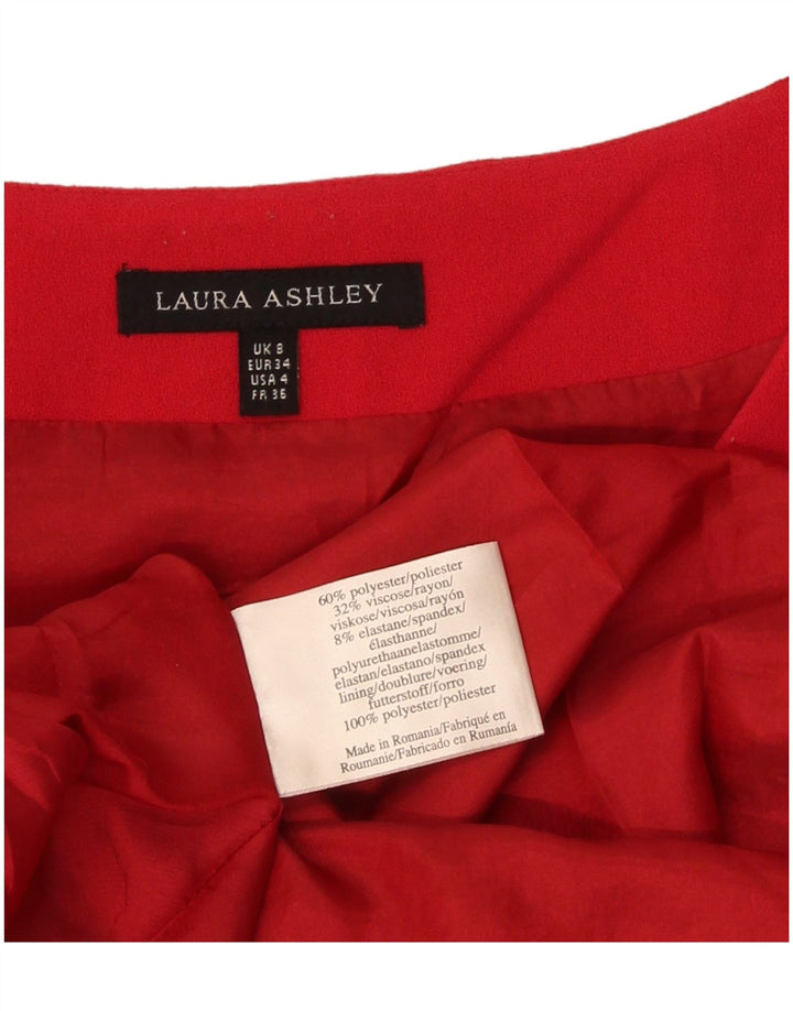 Laura Ashley Vestido acampanado para mujer UK 8 Pequeño Poliéster rojo