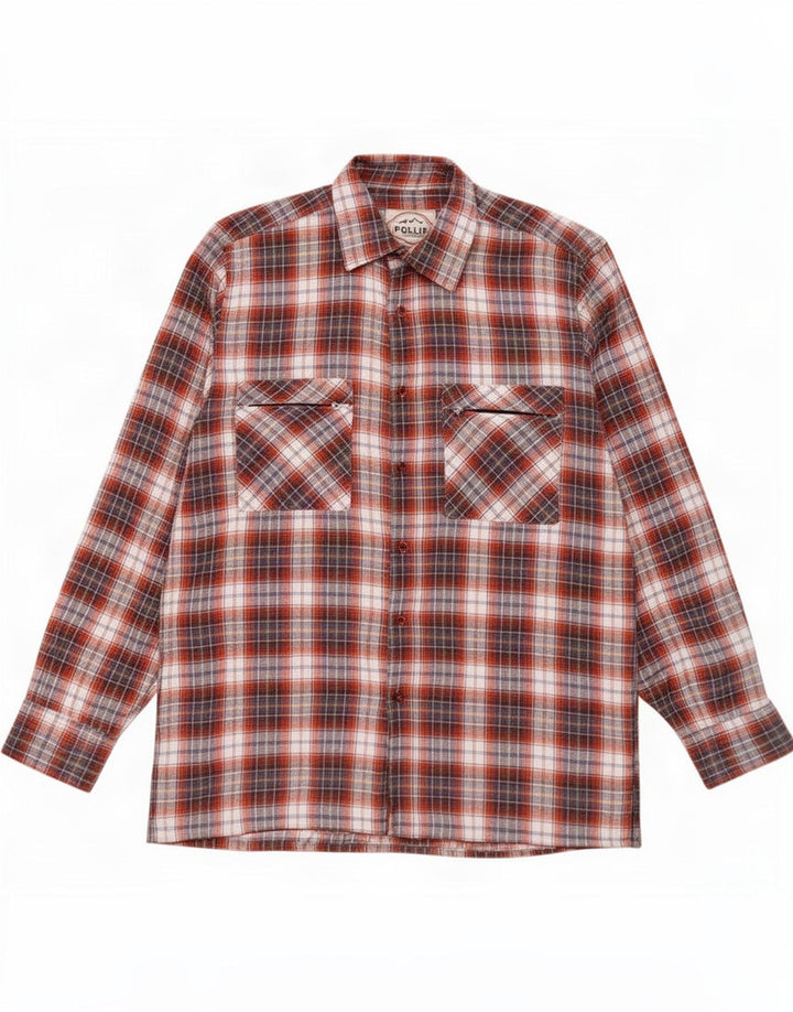 Follie Camisa De Franela De Algodón A Cuadros Rojo Mediano Hombre
