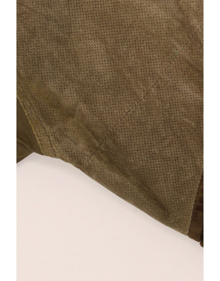 LA MATTA Chaqueta de ante para hombre UK 40 Large Khaki Colourblock Leather