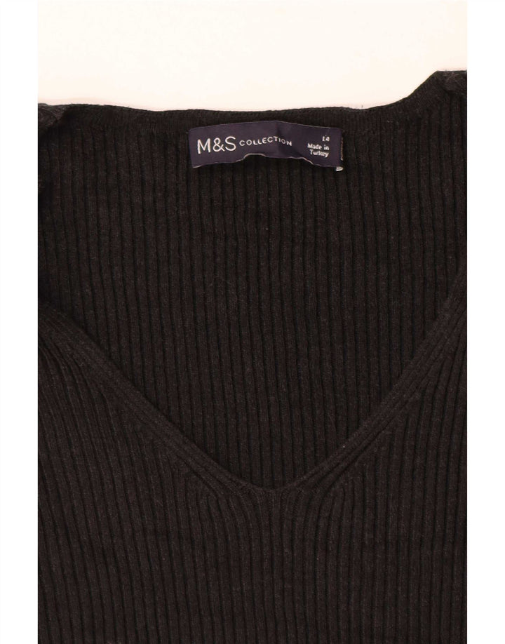 Marks & Spencer Suéter con cuello en V para mujer UK 44 Mediano Negro