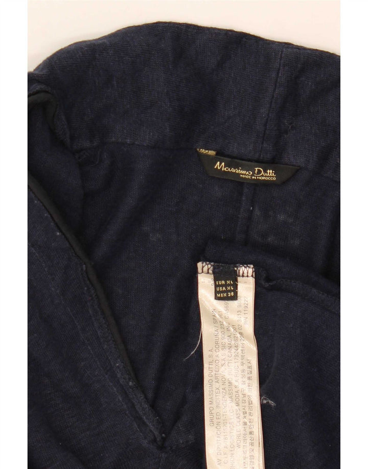 Massimo Dutti Blusa Mujer Top UK 40 XL Lino Azul Marino