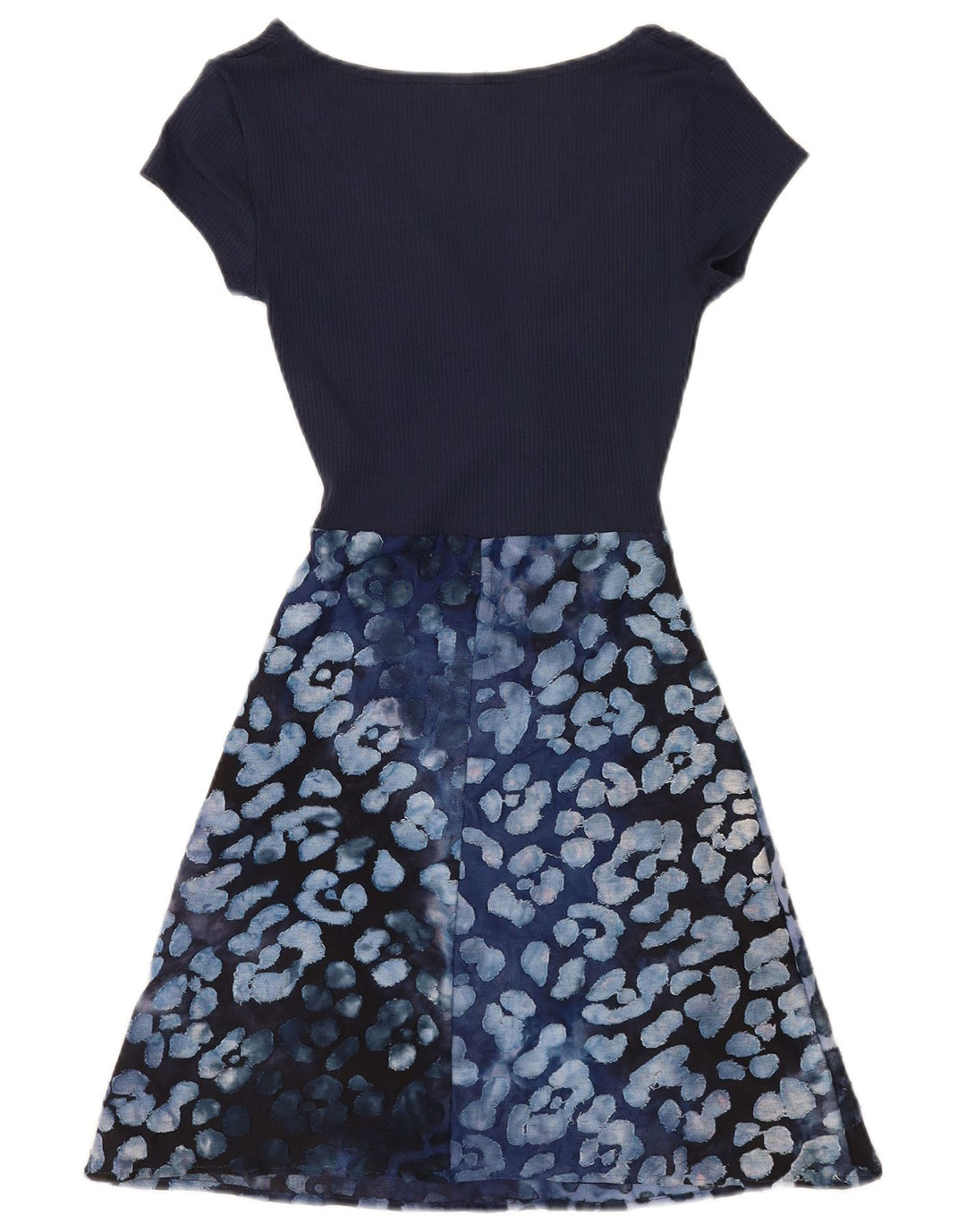 Desigual Vestido Acampanado con Estampado Abstracto para Mujer UK 40 Viscosa Azul Medio