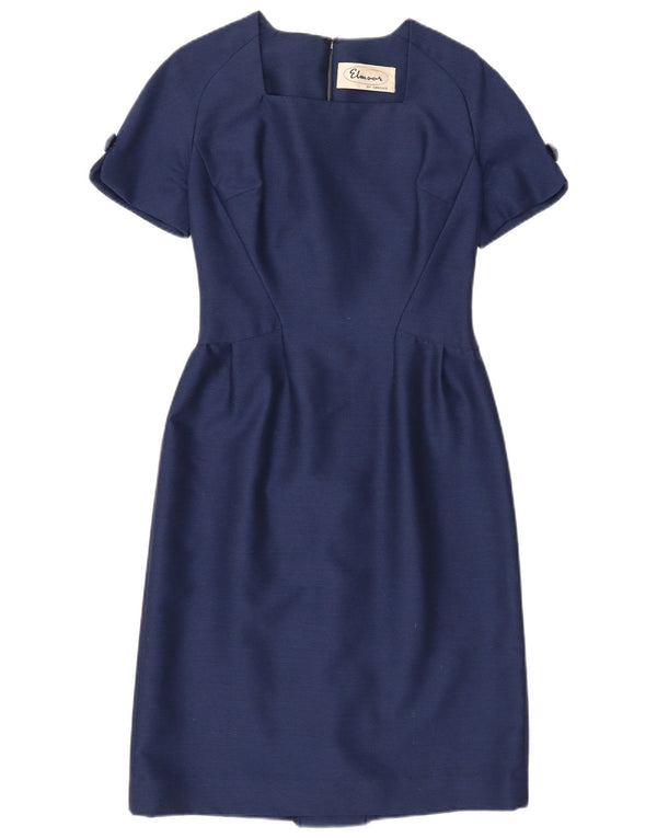 Vintage mujer vaina vestido Reino Unido 10 pequeño azul marino