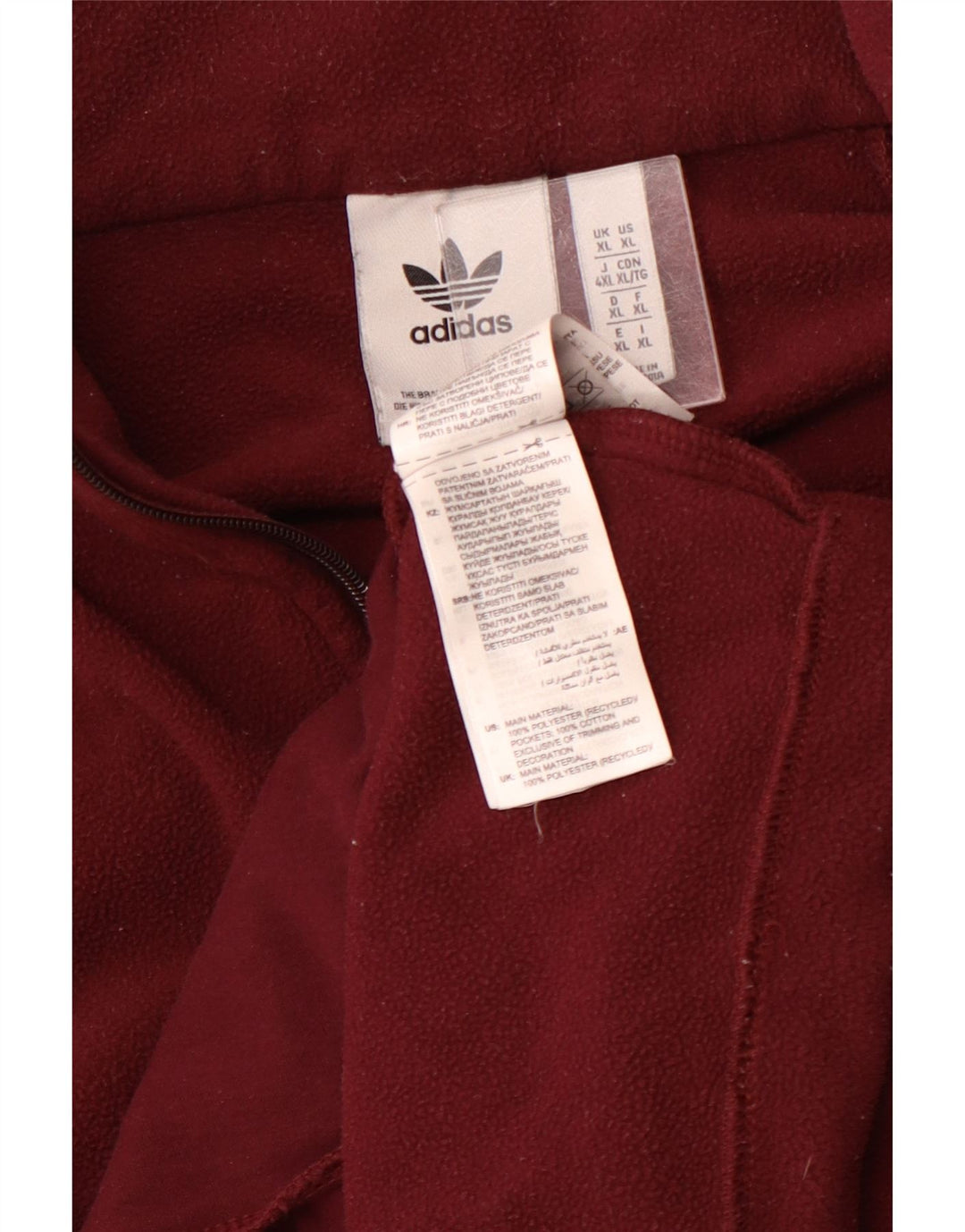 ADIDAS Jersey de forro polar con cuello y cremallera gráfico para hombre XL Poliéster burdeos