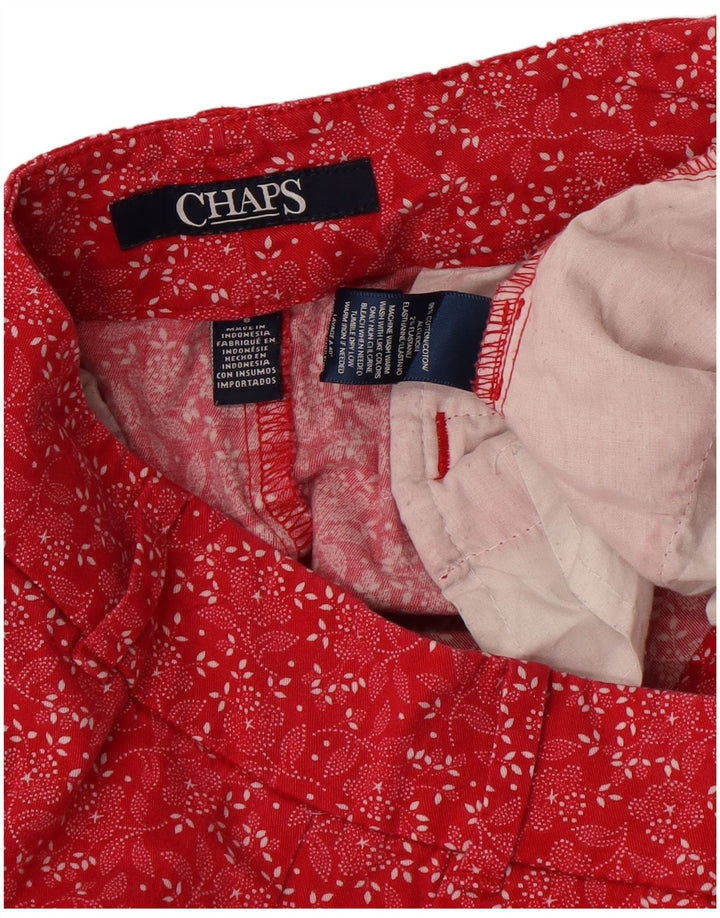 Chaps Pantalones cortos chinos para mujer US 8 mediano W30 rojo floral algodón