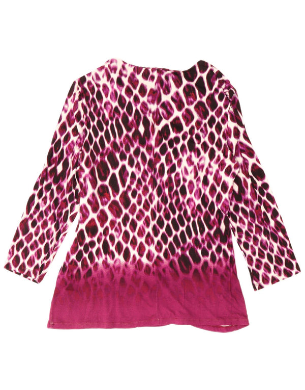 Calvin Klein Top para mujer manga 3/4 UK 46 Grande Púrpura Estampado animal Leopardo