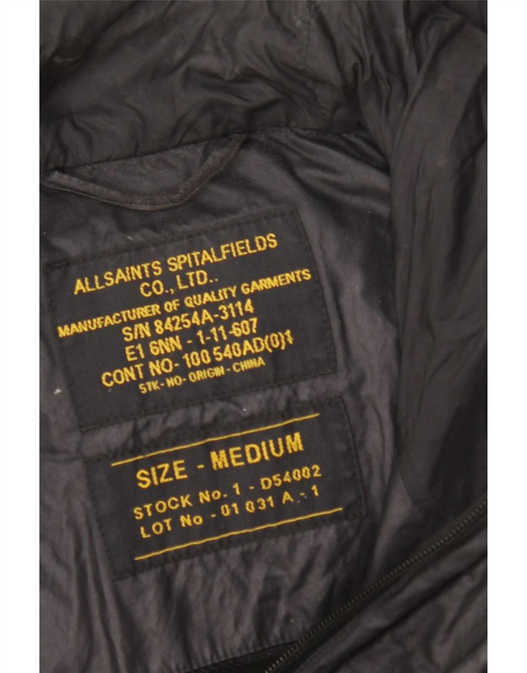 ALL SAINTS Chaqueta utilitaria con capucha para hombre UK 38 Medium Black