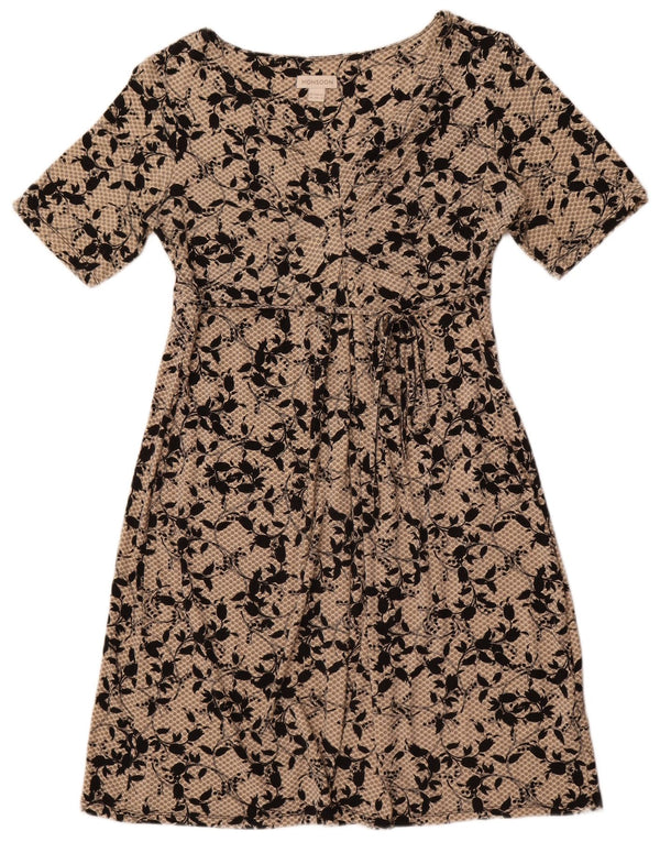 Monsoon Vestido acampanado para mujer UK 46 Grande Viscosa floral beige