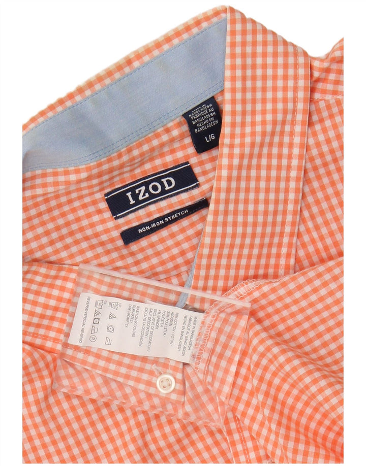 Camisa Izod Hombre Large Algodón Vichy Rosa