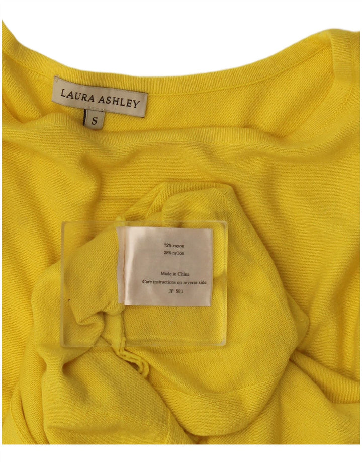 Laura Ashley Blusa Delantera con Volantes para Mujer UK 10 Small Rayón Amarillo