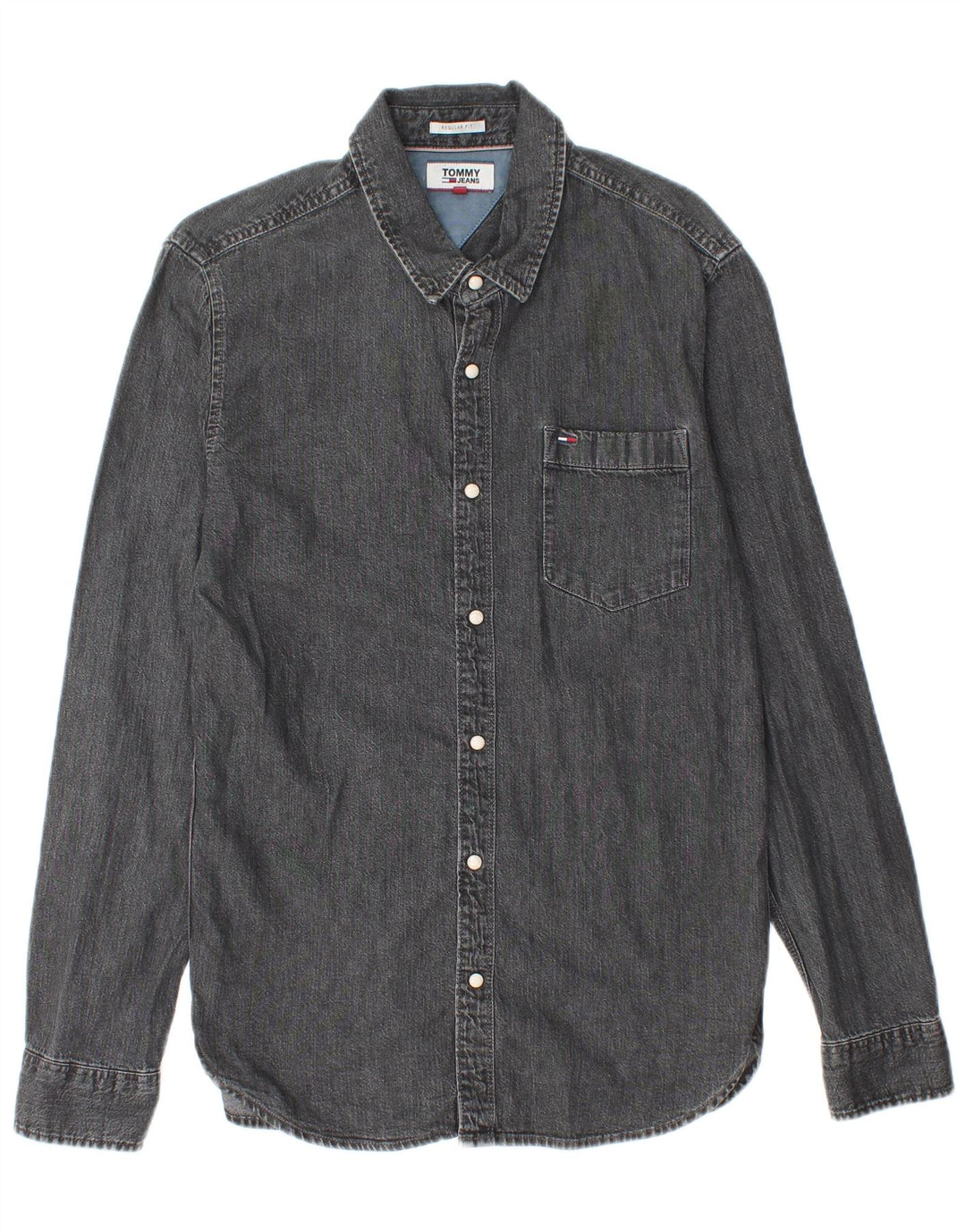 Tommy Hilfiger Camisa Vaquera Regular Fit para Hombre Algodón Gris Pequeño