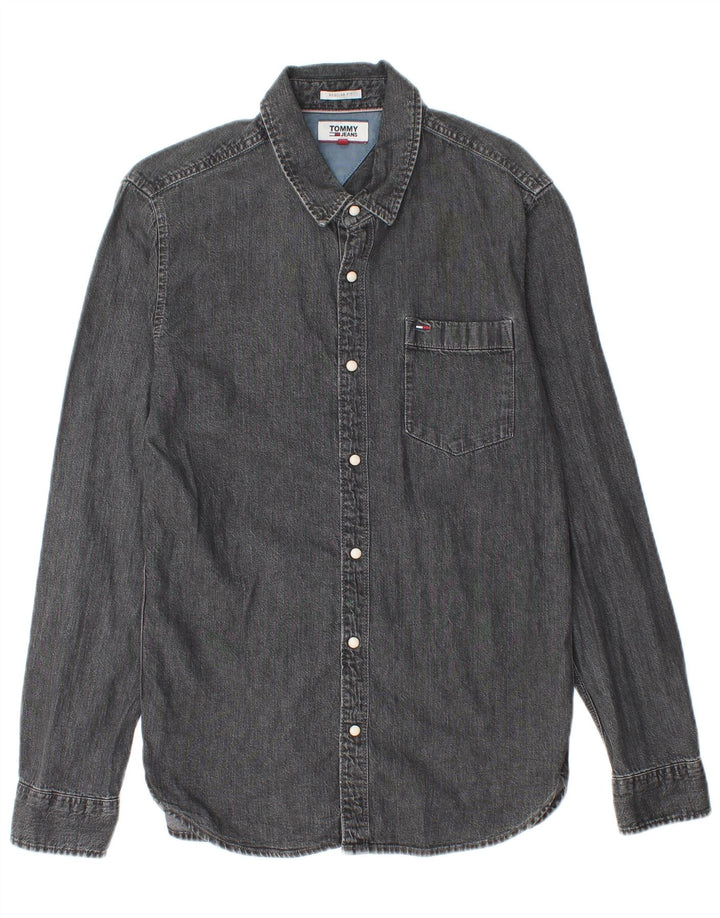 Tommy Hilfiger Camisa Vaquera Regular Fit para Hombre Algodón Gris Pequeño